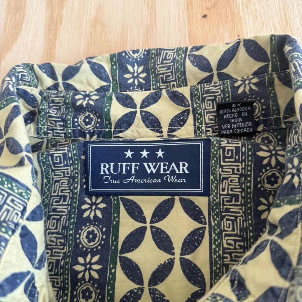 Ruff Wear Vintage Button Up Shirt Xl Geometric Pattern Cotton Usa Style — image 6 of 8